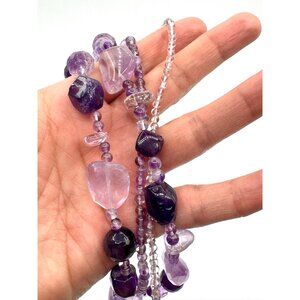 Amethyst Gemstone and Sterling Silver Clasp Closure  Artisan Style Necklace